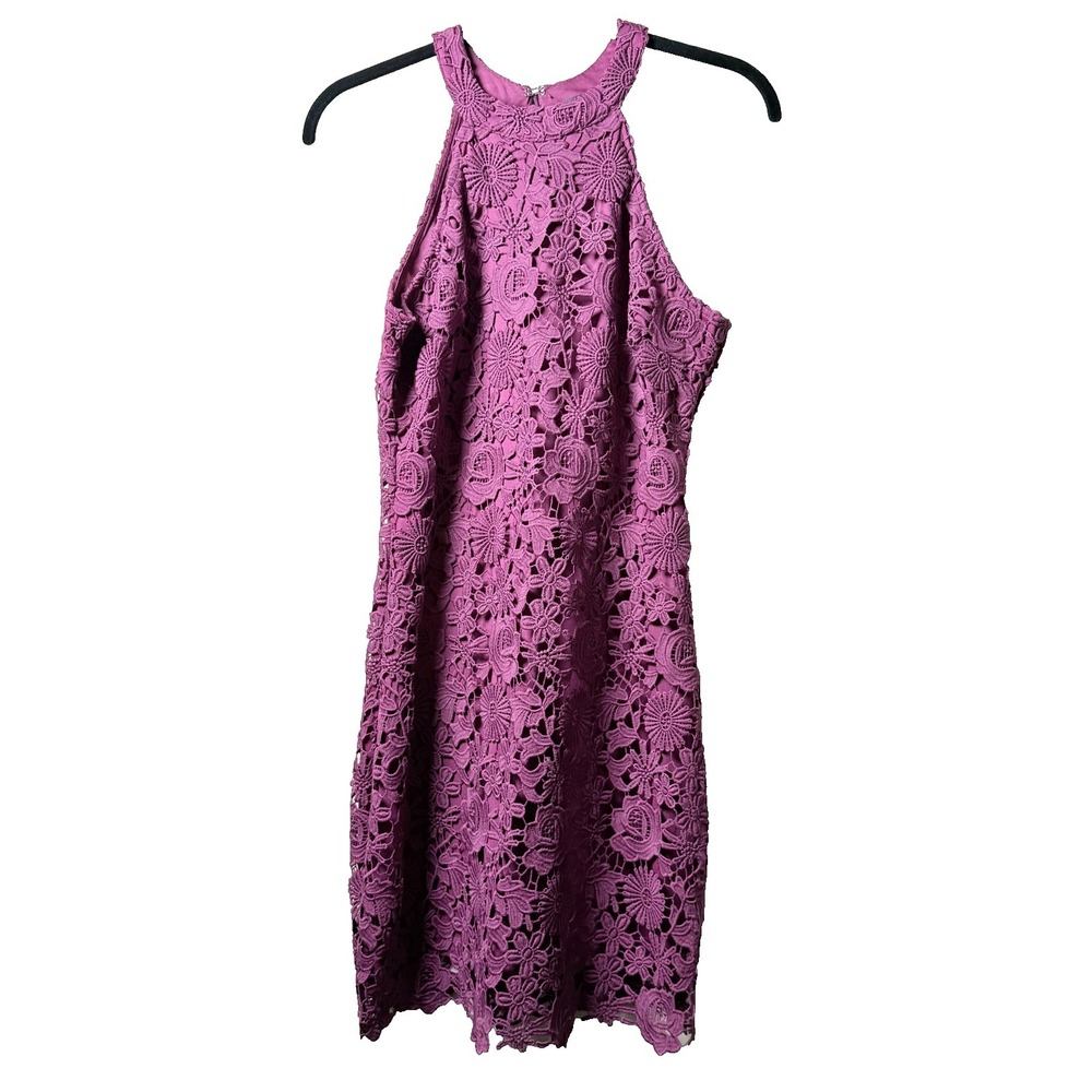 LULUS purple Love Poem Lace crochet Halter mini Dress party romantic  Size M